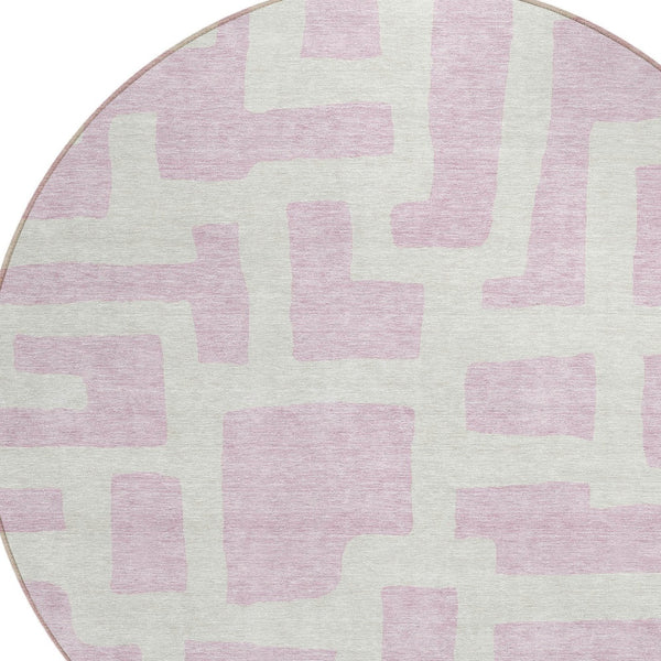 Homeroots 3' Artichoke Green Abstract Area Rug - Stylish, Washable Indoor-outdoor Design For All Spaces 8' Round Polyester 593878