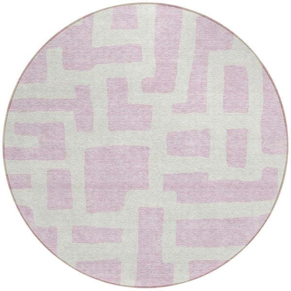 Homeroots 3' Artichoke Green Abstract Area Rug - Stylish, Washable Indoor-outdoor Design For All Spaces 8' Round Polyester 593878