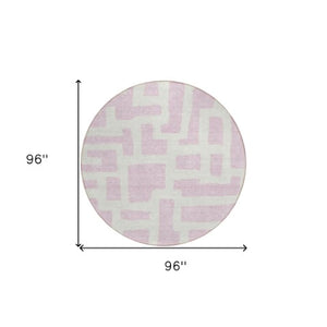 Homeroots 3' Artichoke Green Abstract Area Rug - Stylish, Washable Indoor-outdoor Design For All Spaces 8' Round Polyester 593878