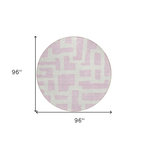 Homeroots 3' Artichoke Green Abstract Area Rug - Stylish, Washable Indoor-outdoor Design For All Spaces 8' Round Polyester 593878