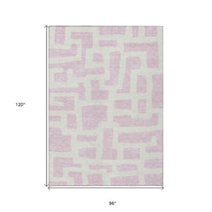 Homeroots 3' Artichoke Green Abstract Area Rug - Stylish, Washable Indoor-outdoor Design For All Spaces 8' X 10' Polyester 593879