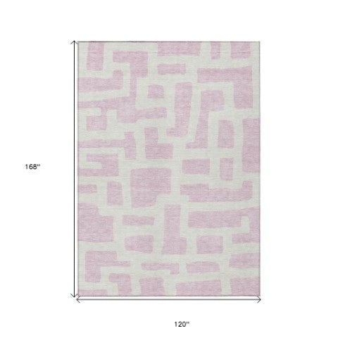 Homeroots 3' Artichoke Green Abstract Area Rug - Stylish, Washable Indoor-outdoor Design For All Spaces 10' X 14' Polyester 593881