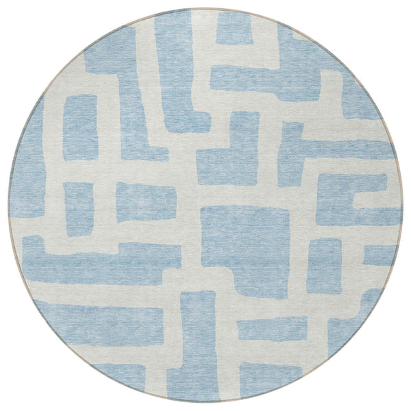 Homeroots 3' Artichoke Green Abstract Area Rug - Stylish, Washable Indoor-outdoor Design For All Spaces 8' Round Polyester 593892