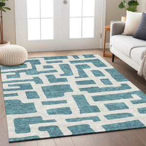 Homeroots 3' Artichoke Green Abstract Area Rug - Stylish, Washable Indoor-outdoor Design For All Spaces 3' X 5' Polyester 593896
