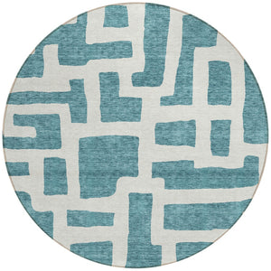 Homeroots 3' Artichoke Green Abstract Area Rug - Stylish, Washable Indoor-outdoor Design For All Spaces 8' Round Polyester 593898