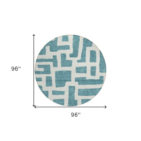 Homeroots 3' Artichoke Green Abstract Area Rug - Stylish, Washable Indoor-outdoor Design For All Spaces 8' Round Polyester 593898