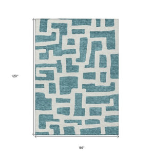 Homeroots 3' Artichoke Green Abstract Area Rug - Stylish, Washable Indoor-outdoor Design For All Spaces 8' X 10' Polyester 593899
