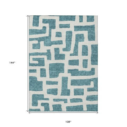 Homeroots 3' Artichoke Green Abstract Area Rug - Stylish, Washable Indoor-outdoor Design For All Spaces 9' X 12' Polyester 593900