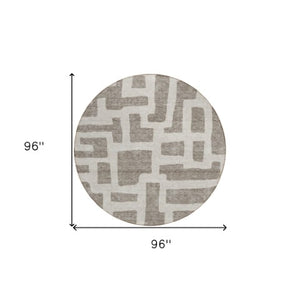 Homeroots 3' Artichoke Green Abstract Area Rug - Stylish, Washable Indoor-outdoor Design For All Spaces 8' Round Polyester 593904