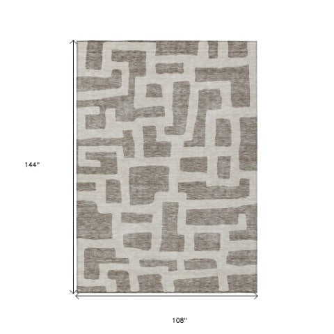 Homeroots 3' Artichoke Green Abstract Area Rug - Stylish, Washable Indoor-outdoor Design For All Spaces 9' X 12' Polyester 593906