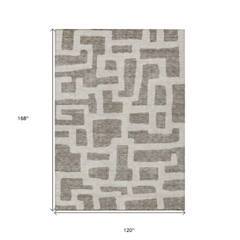 Homeroots 3' Artichoke Green Abstract Area Rug - Stylish, Washable Indoor-outdoor Design For All Spaces 10' X 14' Polyester 593907