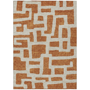HomeRoots 5' Terra Cotta and Gray Abstract Area Rug - Stylish, Washable, Durable for Indoor and Outdoor Use 8' X 10' 593911