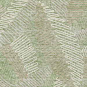 Homeroots 3' Floral Washable Area Rug In Artichoke Green, Brown, And Ivory For Indoor Or Outdoor Use 3' X 5' Polyester 593914