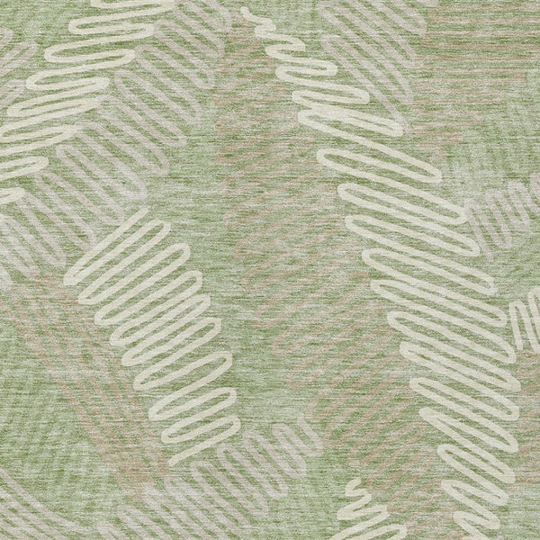 Homeroots 3' Floral Washable Area Rug In Artichoke Green, Brown, And Ivory For Indoor Or Outdoor Use 3' X 5' Polyester 593914
