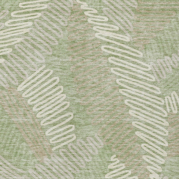 Homeroots 3' Floral Washable Area Rug In Artichoke Green, Brown, And Ivory For Indoor Or Outdoor Use 5' X 8' Polyester 593915