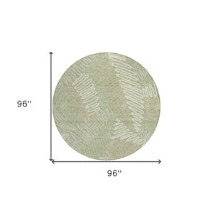 Homeroots 3' Floral Washable Area Rug In Artichoke Green, Brown, And Ivory For Indoor Or Outdoor Use 8' Round Polyester 593916