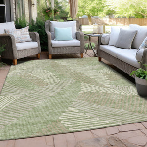 Homeroots 3' Floral Washable Area Rug In Artichoke Green, Brown, And Ivory For Indoor Or Outdoor Use 8' X 10' Polyester 593917