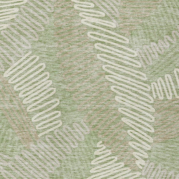 Homeroots 3' Floral Washable Area Rug In Artichoke Green, Brown, And Ivory For Indoor Or Outdoor Use 8' X 10' Polyester 593917