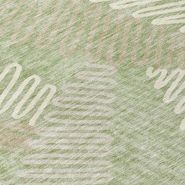 Homeroots 3' Floral Washable Area Rug In Artichoke Green, Brown, And Ivory For Indoor Or Outdoor Use 8' X 10' Polyester 593917