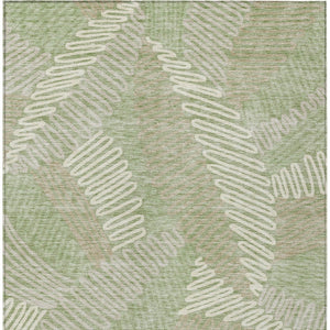 Homeroots 3' Floral Washable Area Rug In Artichoke Green, Brown, And Ivory For Indoor Or Outdoor Use 9' X 12' Polyester 593918