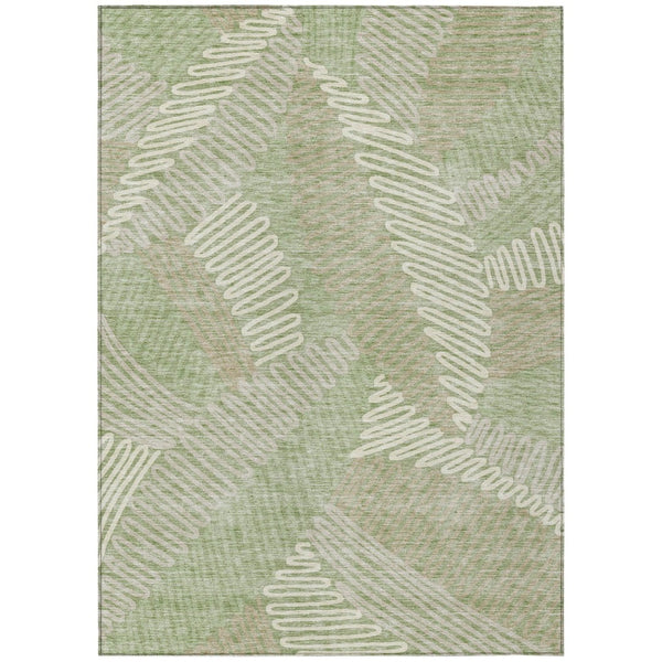 HomeRoots 9' Artichoke Green Floral Area Rug – Washable, Durable, Perfect for Indoor & Outdoor Spaces 9' X 12' 593918