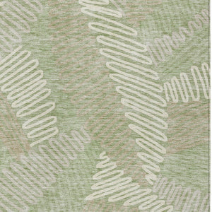 Homeroots 3' Floral Washable Area Rug In Artichoke Green, Brown, And Ivory For Indoor Or Outdoor Use 9' X 12' Polyester 593918