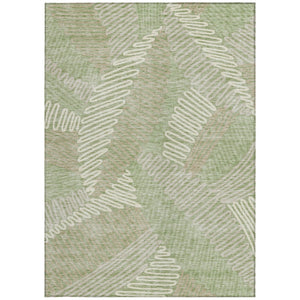 Homeroots 3' Floral Washable Area Rug In Artichoke Green, Brown, And Ivory For Indoor Or Outdoor Use 10' X 14' Polyester 593919