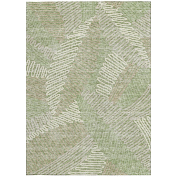 Homeroots 3' Floral Washable Area Rug In Artichoke Green, Brown, And Ivory For Indoor Or Outdoor Use 10' X 14' Polyester 593919