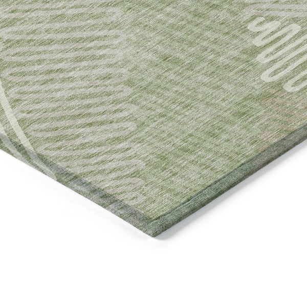 Homeroots 3' Floral Washable Area Rug In Artichoke Green, Brown, And Ivory For Indoor Or Outdoor Use 10' X 14' Polyester 593919
