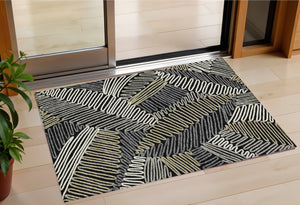 Homeroots 3' Floral Washable Area Rug In Artichoke Green, Brown, And Ivory For Indoor Or Outdoor Use 3' X 5' Polyester 593920