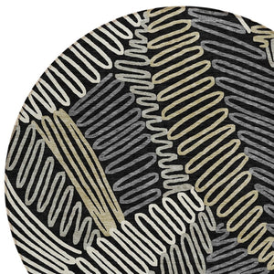 Homeroots 3' Floral Washable Area Rug In Artichoke Green, Brown, And Ivory For Indoor Or Outdoor Use 8' Round Polyester 593922