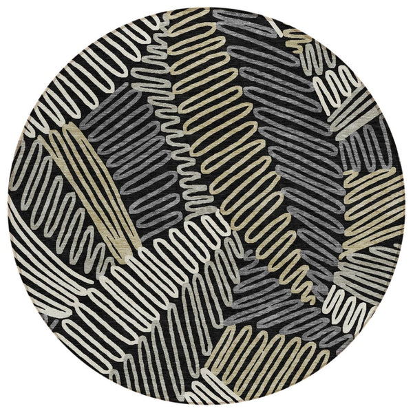 HomeRoots 5' Timeless Floral Washable Indoor Outdoor Area Rug - Durable, Stylish, Easy-Clean for Any Space 8' Round 593922