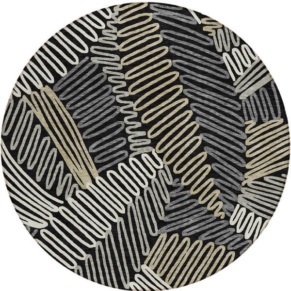 Homeroots 3' Floral Washable Area Rug In Artichoke Green, Brown, And Ivory For Indoor Or Outdoor Use 8' Round Polyester 593922