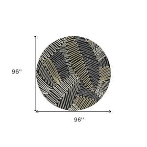 Homeroots 3' Floral Washable Area Rug In Artichoke Green, Brown, And Ivory For Indoor Or Outdoor Use 8' Round Polyester 593922