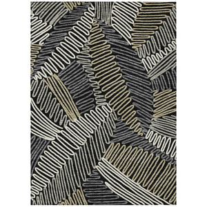HomeRoots 9' Floral Area Rug in Black, Gray, and Ivory - Stylish, Washable, and Durable for Indoor/Outdoor Use 9' X 12' 593924