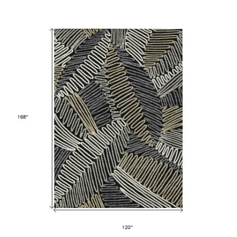 Homeroots 3' Floral Washable Area Rug In Artichoke Green, Brown, And Ivory For Indoor Or Outdoor Use 10' X 14' Polyester 593925