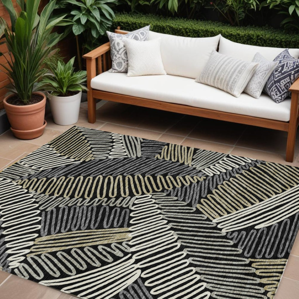 HomeRoots 5' Timeless Floral Washable Indoor Outdoor Area Rug - Durable, Stylish, Easy-Clean for Any Space 10' X 14' 593925