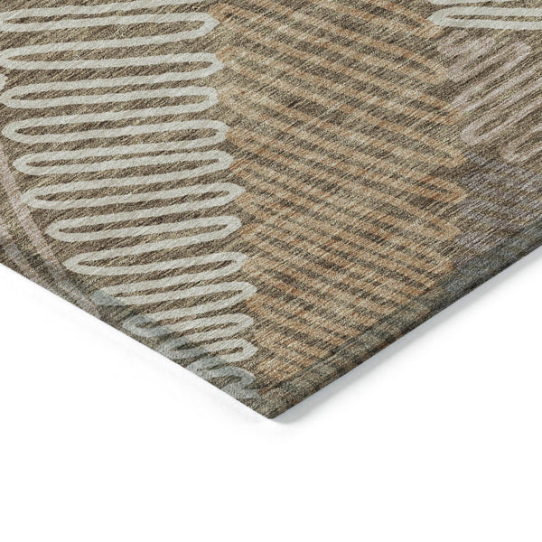 Homeroots 3' Floral Washable Area Rug In Artichoke Green, Brown, And Ivory For Indoor Or Outdoor Use 3' X 5' Polyester 593926