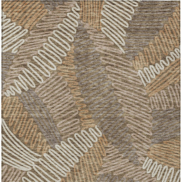 Homeroots 3' Floral Washable Area Rug In Artichoke Green, Brown, And Ivory For Indoor Or Outdoor Use 3' X 5' Polyester 593926