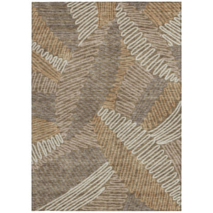 Homeroots 3' Floral Washable Area Rug In Artichoke Green, Brown, And Ivory For Indoor Or Outdoor Use 3' X 5' Polyester 593926