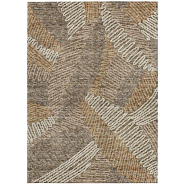 Homeroots 3' Floral Washable Area Rug In Artichoke Green, Brown, And Ivory For Indoor Or Outdoor Use 3' X 5' Polyester 593926