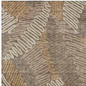 Homeroots 3' Floral Washable Area Rug In Artichoke Green, Brown, And Ivory For Indoor Or Outdoor Use 5' X 8' Polyester 593927