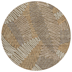 HomeRoots 5' Timeless Brown and Ivory Floral Washable Area Rug for Indoor and Outdoor Elegance, Durable Style 8' Round 593928