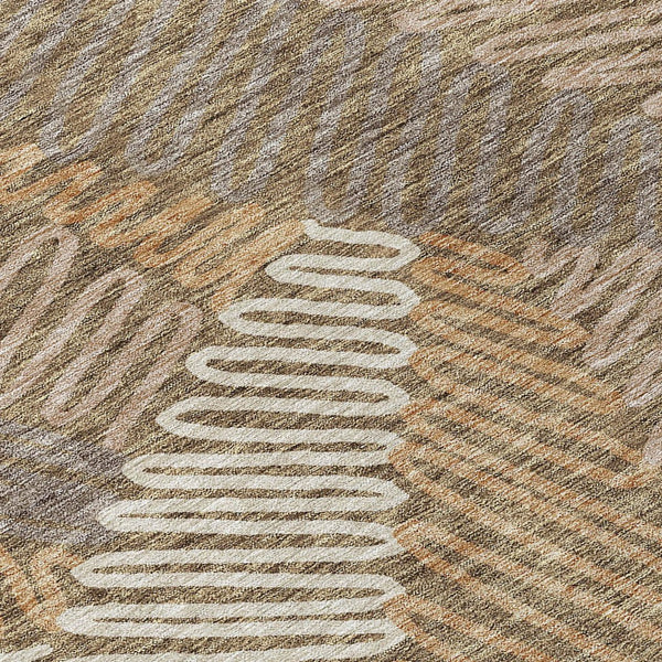 Homeroots 3' Floral Washable Area Rug In Artichoke Green, Brown, And Ivory For Indoor Or Outdoor Use 8' Round Polyester 593928