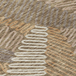 Homeroots 3' Floral Washable Area Rug In Artichoke Green, Brown, And Ivory For Indoor Or Outdoor Use 8' X 10' Polyester 593929