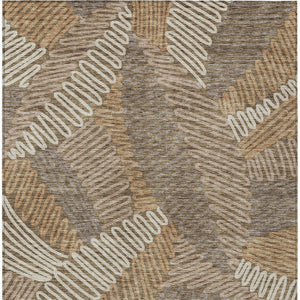 Homeroots 3' Floral Washable Area Rug In Artichoke Green, Brown, And Ivory For Indoor Or Outdoor Use 8' X 10' Polyester 593929