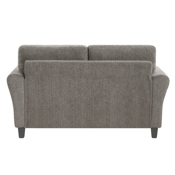 English Elm Classic Comfort 2pc Sofa Set with Chenille Upholstery, Pocket Coil Support, Rolled Arms & Exposed Feet Brown Gray 68.5 L x 26 W x 17.5 H B011S01724