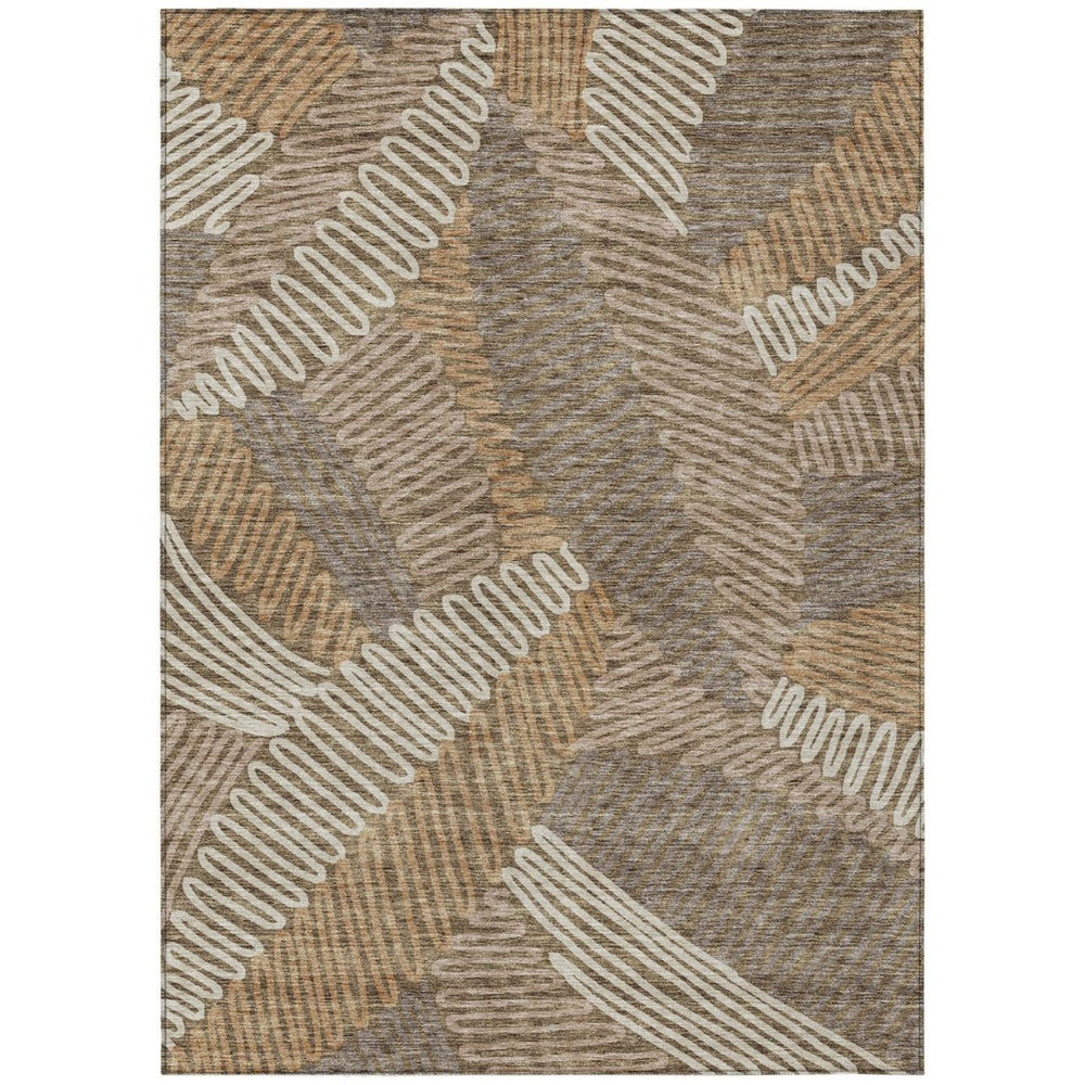 HomeRoots 9' Durable Brown and Ivory Floral Area Rug for Indoor Outdoor Use - Machine Washable Charm 9' X 12' 593930