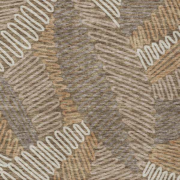 Homeroots 3' Floral Washable Area Rug In Artichoke Green, Brown, And Ivory For Indoor Or Outdoor Use 9' X 12' Polyester 593930