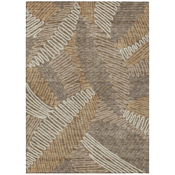 HomeRoots 5' Timeless Brown and Ivory Floral Washable Area Rug for Indoor and Outdoor Elegance, Durable Style 10' X 14' 593931